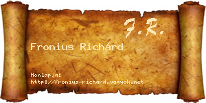 Fronius Richárd névjegykártya